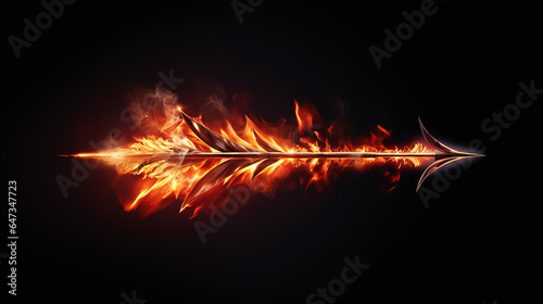 A burning fire arrow on a black background 