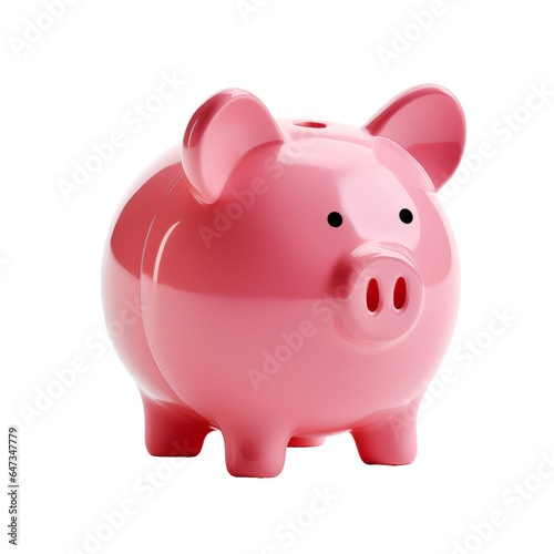 Pink piggy bank for saving money for kids on white background.