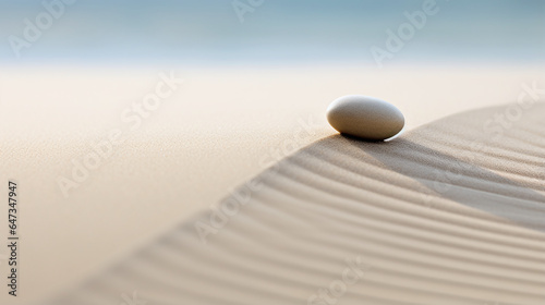 Grain of sand on beach with a rock - minimalist zen
