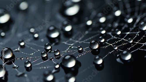  a bunch of water droplets on a black surface with a black background.  generative ai