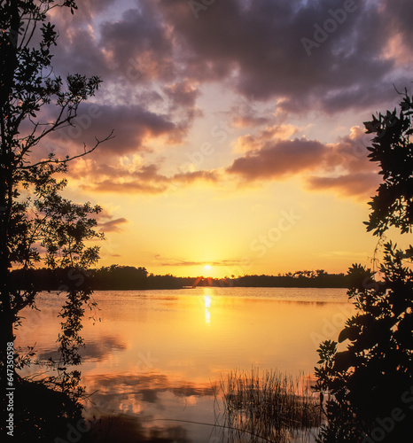 Sunset at Paurodus Pond in the Everglades National Park  Florida
