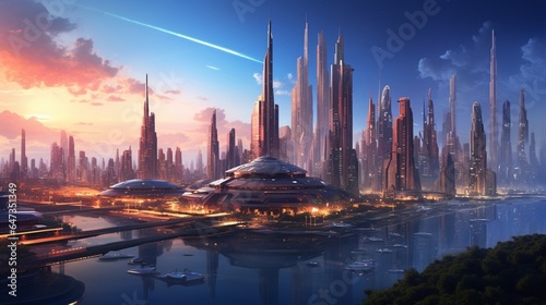an image of a futuristic cityscape with towering dessert skyscrapers © Wajid