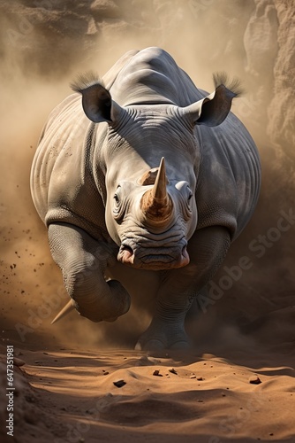 Captivating Rhino in Natural Habitat - AI Generated