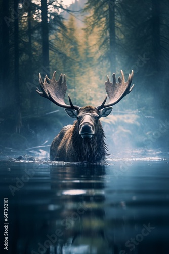 Majestic Moose in the Wild - AI Generated