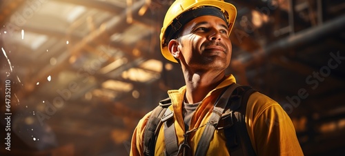 a man in a hard hat works at a factory, difficult work in production