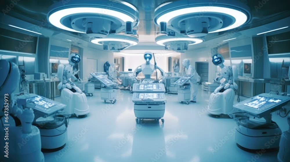 Obraz premium AI robot technology in medical operating room
