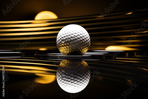 Abstract background with a single gold golf ball. Generative AI