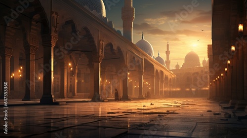 an image that captures the serene elegance of Sultan Hassan's Mosque-Madrasa at dusk © Wajid