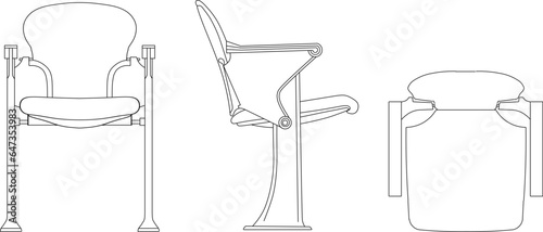 Vector sketch illustration of meeting table chair design in office