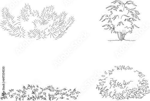 Vector sketch illustration of front view plant logo symbol design to complete architectural drawings 