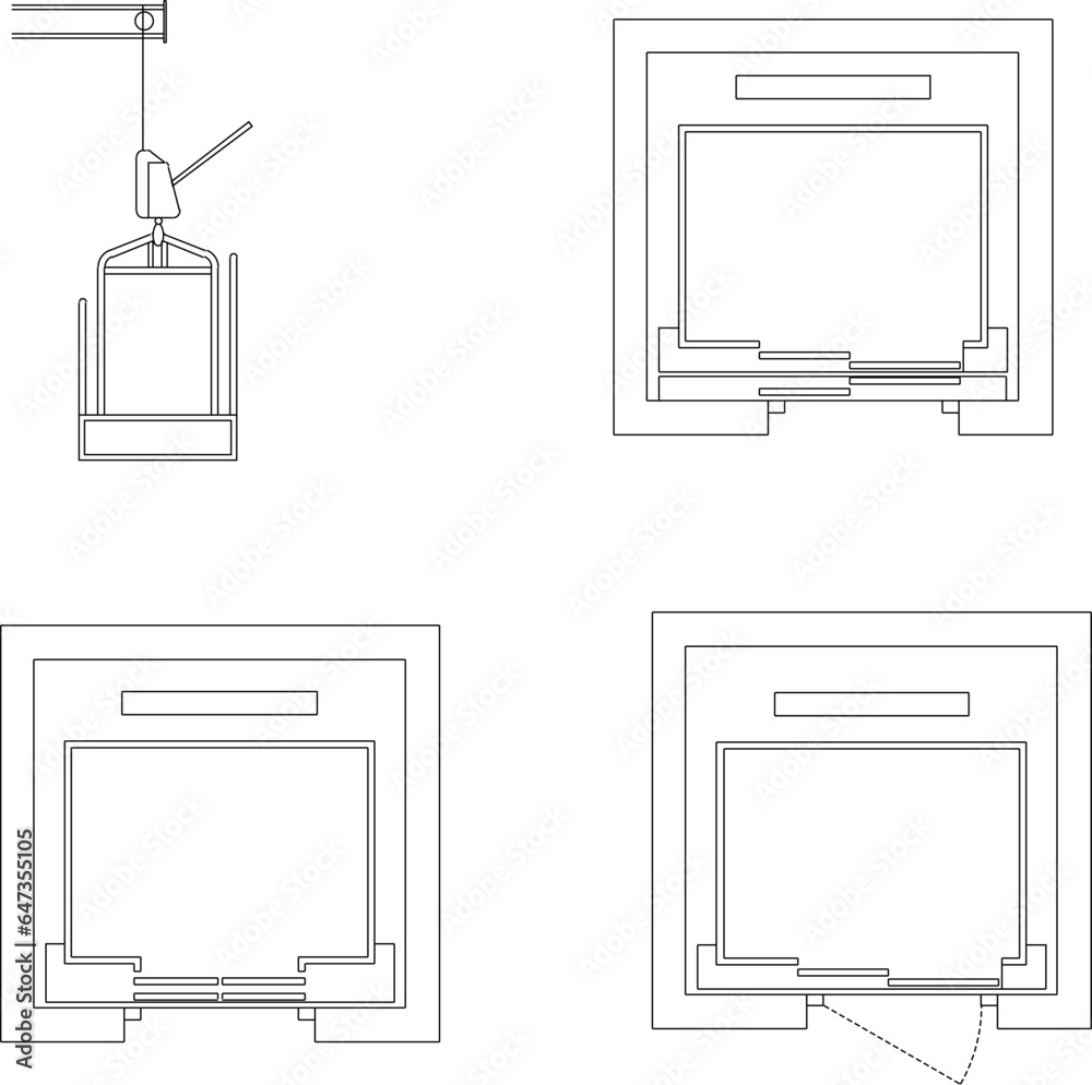 Vector sketch illustration of building elevator technical architectural design Vector sketch illustration of building elevator technical architectural design
