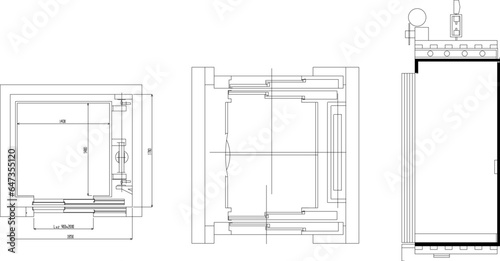 Vector sketch illustration of building elevator technical architectural design