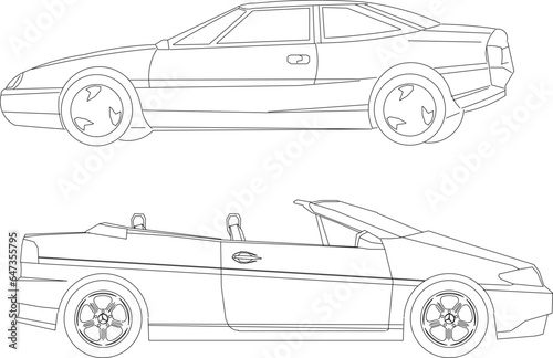 Vector sketch illustration of the design of a high-priced well-known brand of racing sports car