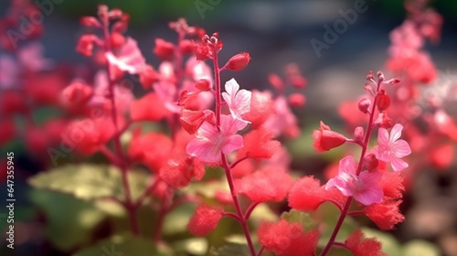 Coral Bells flower beautifully bloomed with natural background