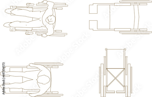 Vector sketch illustration design of disabled person in wheelchair