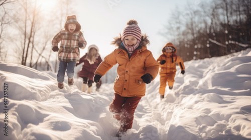 couple playing in snow Generative Ai