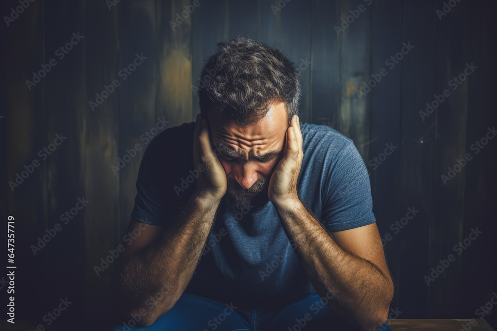 A person sitting, looking sad and depressed