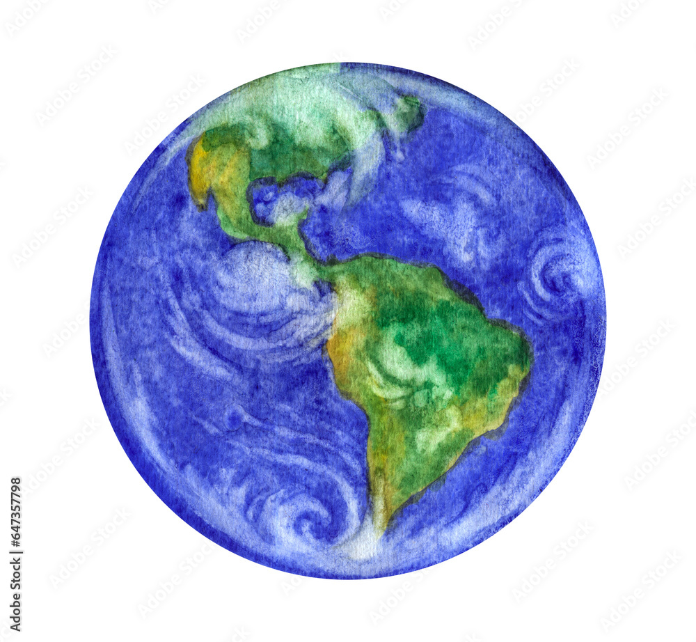 watercolor earth on a white background watercolor earth on a white background