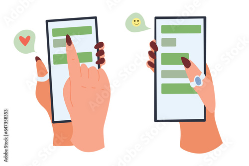 hands holding smartphone, concept messengers