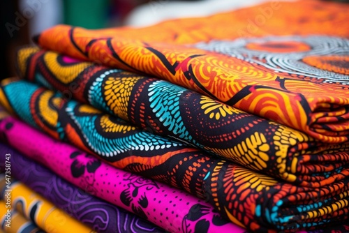 vibrant African fabric – repeating design. Generative AI