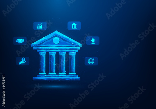finance bank money technology digital. online money exchange. vector illustration fantastic low poly wireframe design.