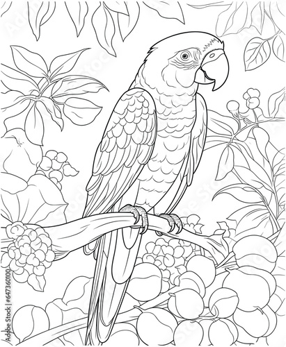 parrot fruit from the tree coloring page