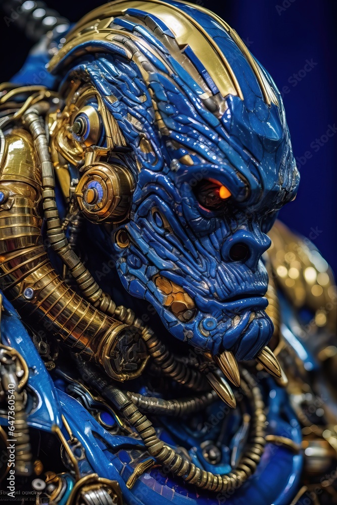 Noble Reptilian Alien with Blue Skin and Gold Jewelry