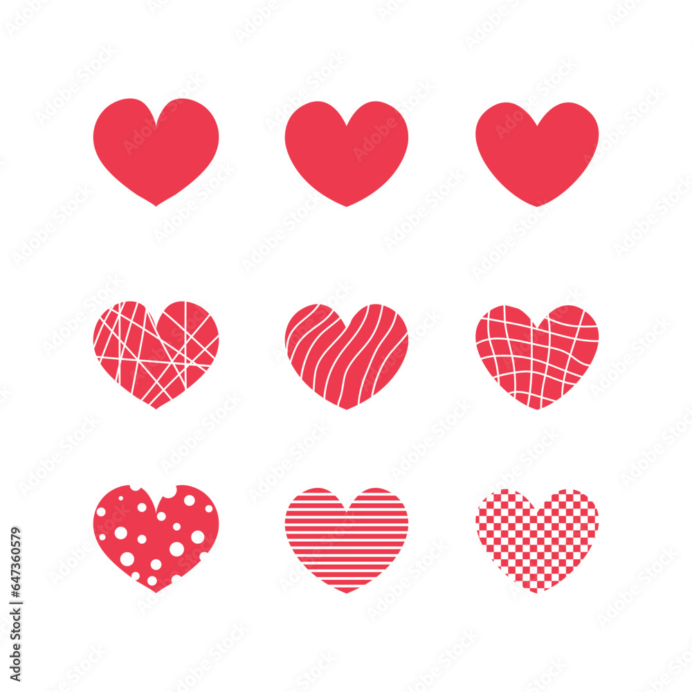 Hearts of different shapes with textures vector set Hearts of different shapes with textures vector set