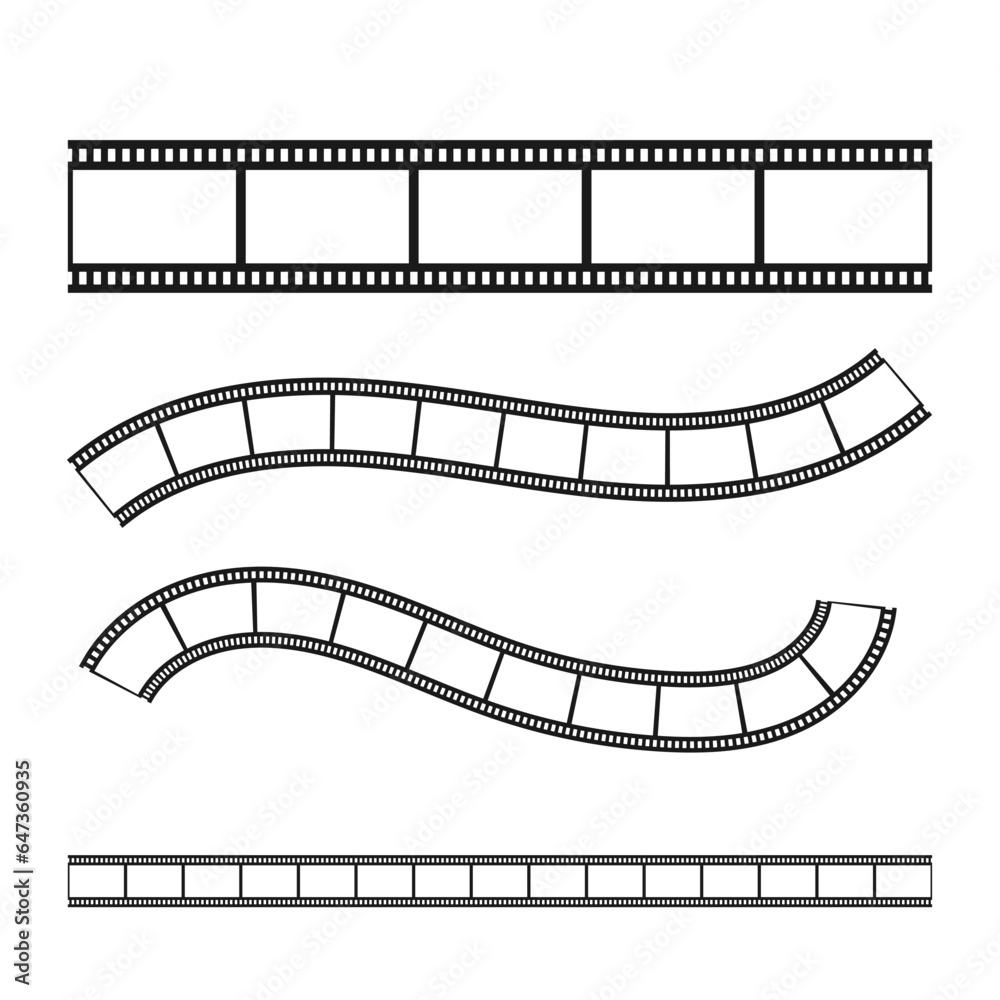 Fototapeta premium Film strips silhouette set flat illustration