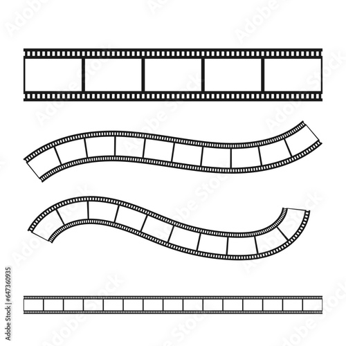 Film strips silhouette set flat illustration