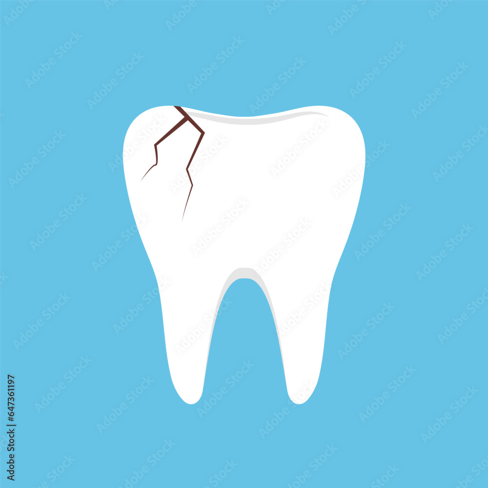 Obraz premium Cracked tooth flat vector illustration