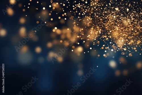 Abstract background with Dark blue and gold glowing stars