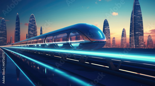 A futuristic concept of a hyperloop transportation system connecting major cities with ultra-fast speeds