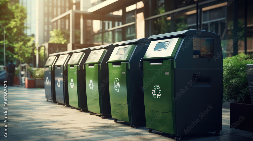 A smart city waste management system using IoT sensors to optimize garbage collection and recycling - obrazy, fototapety, plakaty 