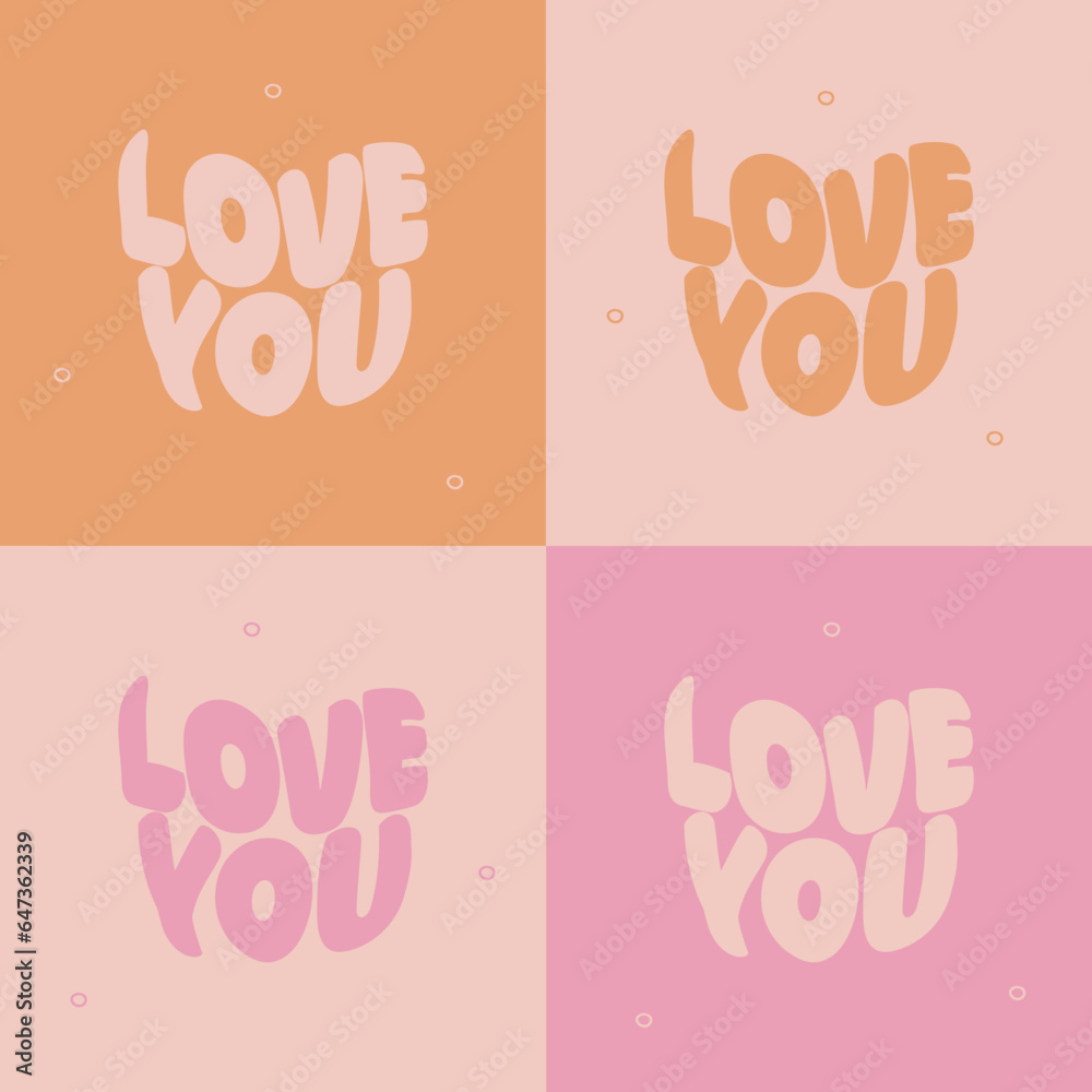 retro valentine postcard, love you card, vector, lettering, soft retro valentine postcard, love you card, vector, lettering, soft