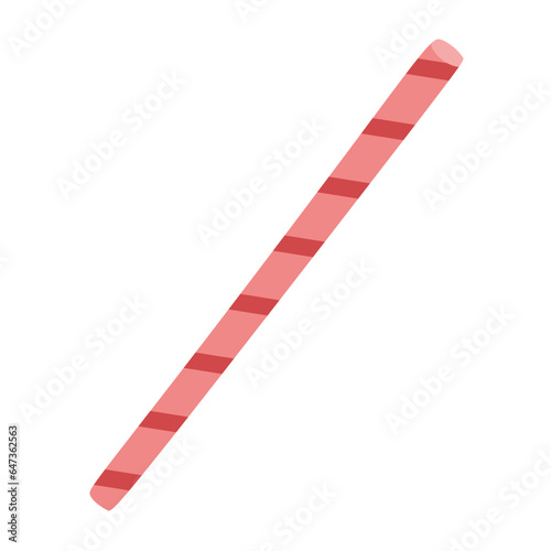Drinking straw, flat striped illustration isolated on white. Cocktail straw picture for logo or sign. Hot drinks element for design, card, poster, perk decoration.