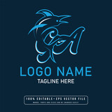 Editable shark with ga letter logo design vector ga letter shark logo design 