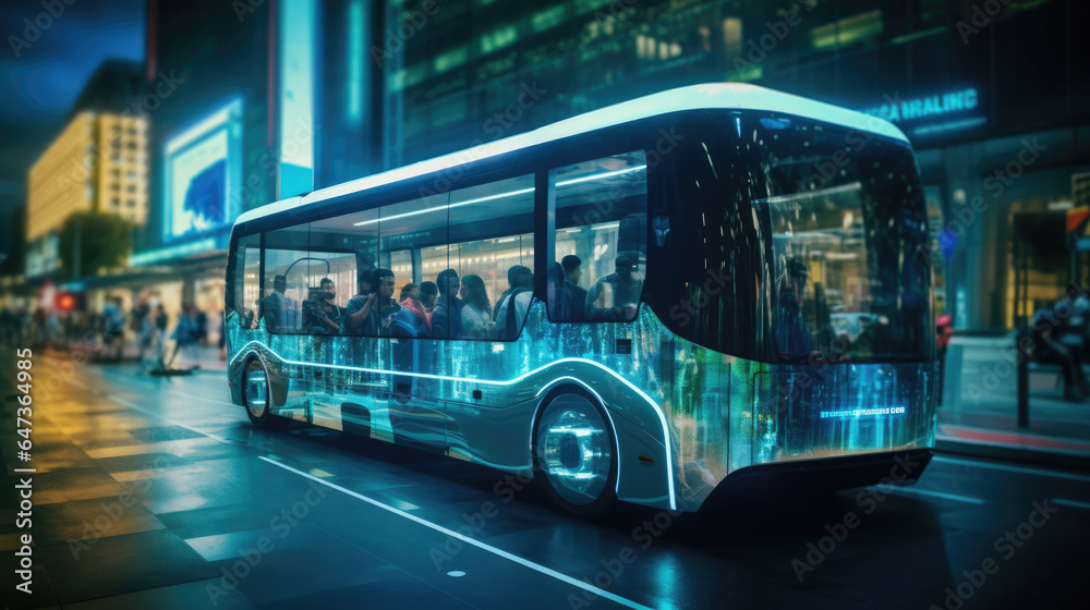 A self-driving bus transporting passengers safely and efficiently