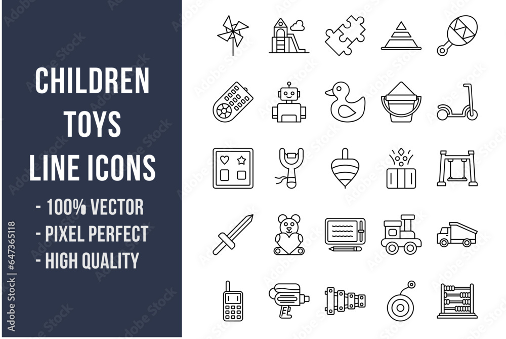 Children Toys Line Icons