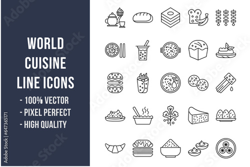 World Cuisine Line Icons
