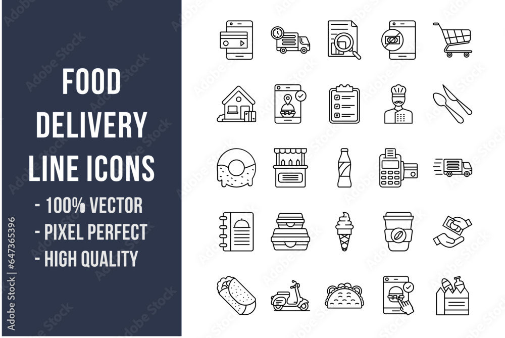 Food Delivery Line Icons