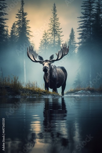 Majestic Moose in the Wild - AI Generated © AnimalAI