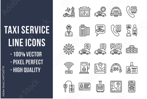 Taxi Service Line Icons