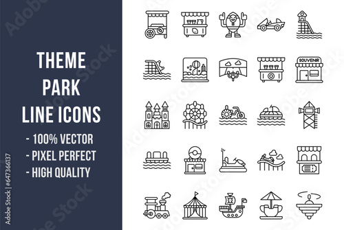 Theme Park Line Icons