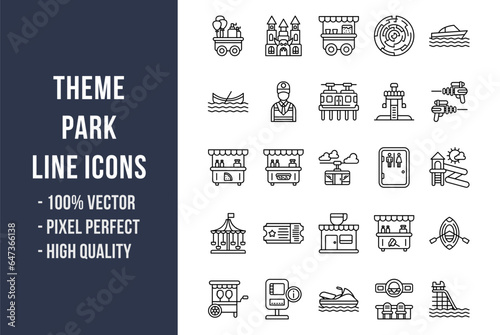 Theme Park Line Icons