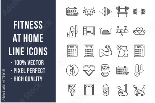 Fitness at Home Line Icons