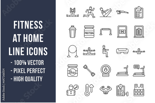 Fitness at Home Line Icons