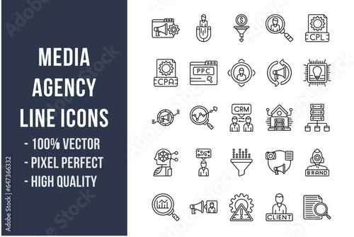 Media Agency Line Icons