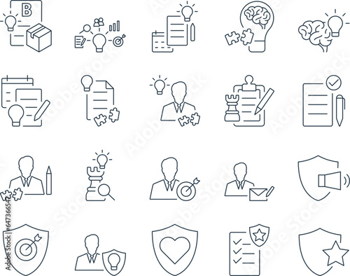 Branding Icons Set. Identity, Positioning, Logo, Guidelines. Editable Stroke. Simple Icons Vector Collection