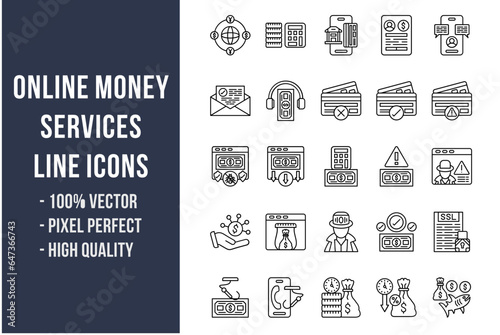 Online Money Services Line Icons